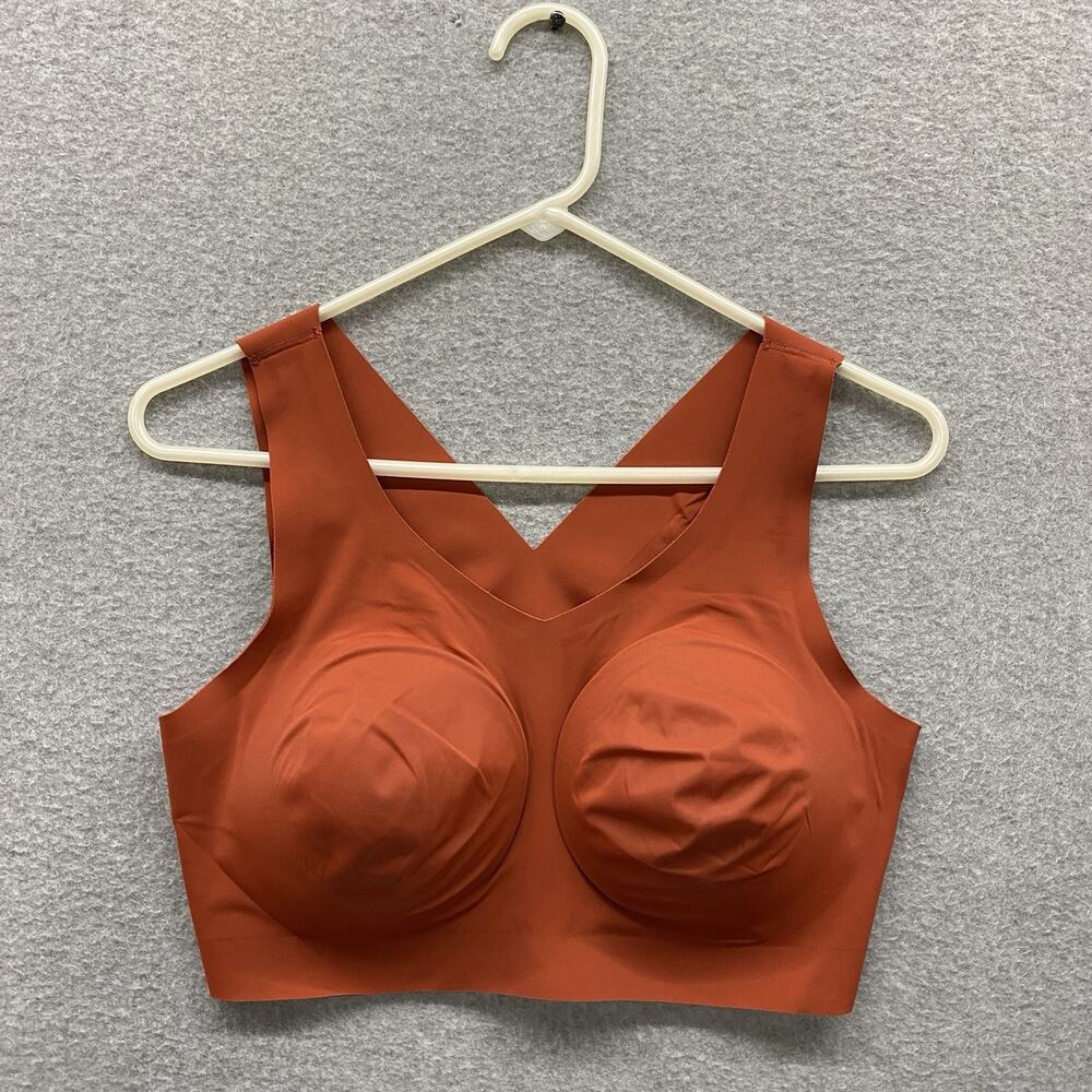 Evelyn & Bobbie The Defy Bra Large Rust Burnt Orange Wireless Seamless Support
